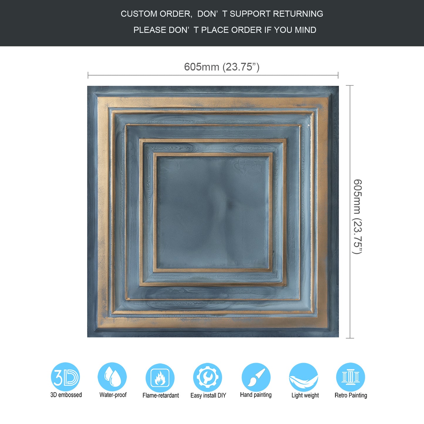 10Pcs Faux Metal Ceiling Tiles for Bars, Cafés, Lounges and Contemporary Interiors PL05