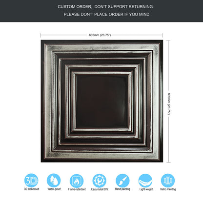 10Pcs Pressed Faux Tin Ceiling Tiles for Heritage Bars, Vintage Restaurants and Boutique Hotels PL05