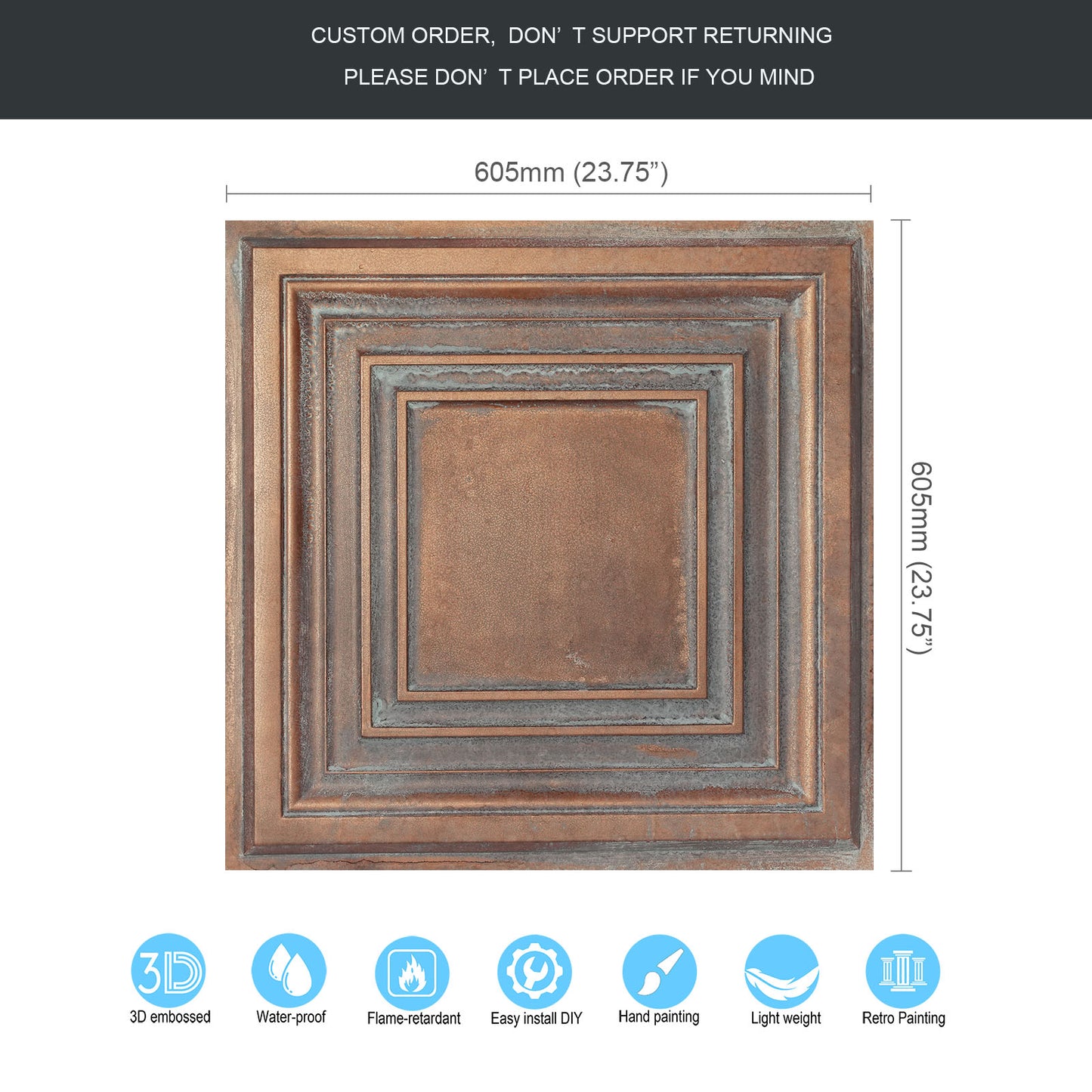 10Pcs Vintage Ceiling Tiles for Wine Cellars, Old-World Restaurants and Artistic Rooms PL05