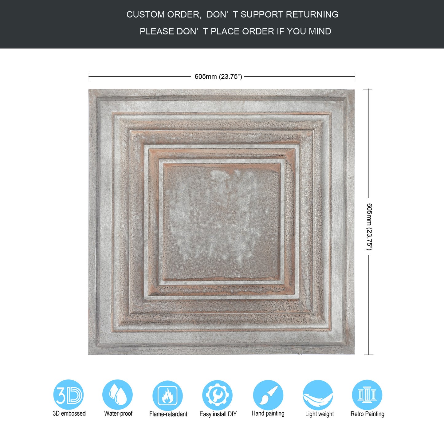 10Pcs Vintage Ceiling Tiles for Wine Cellars, Old-World Restaurants and Artistic Rooms PL05