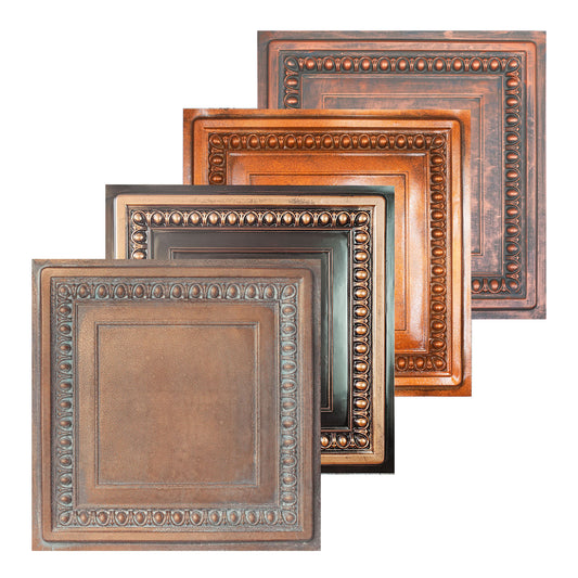 10Pcs Antique Copper Ceiling Tiles – Vintage Embossed Panels in Rustic Finishes PL06