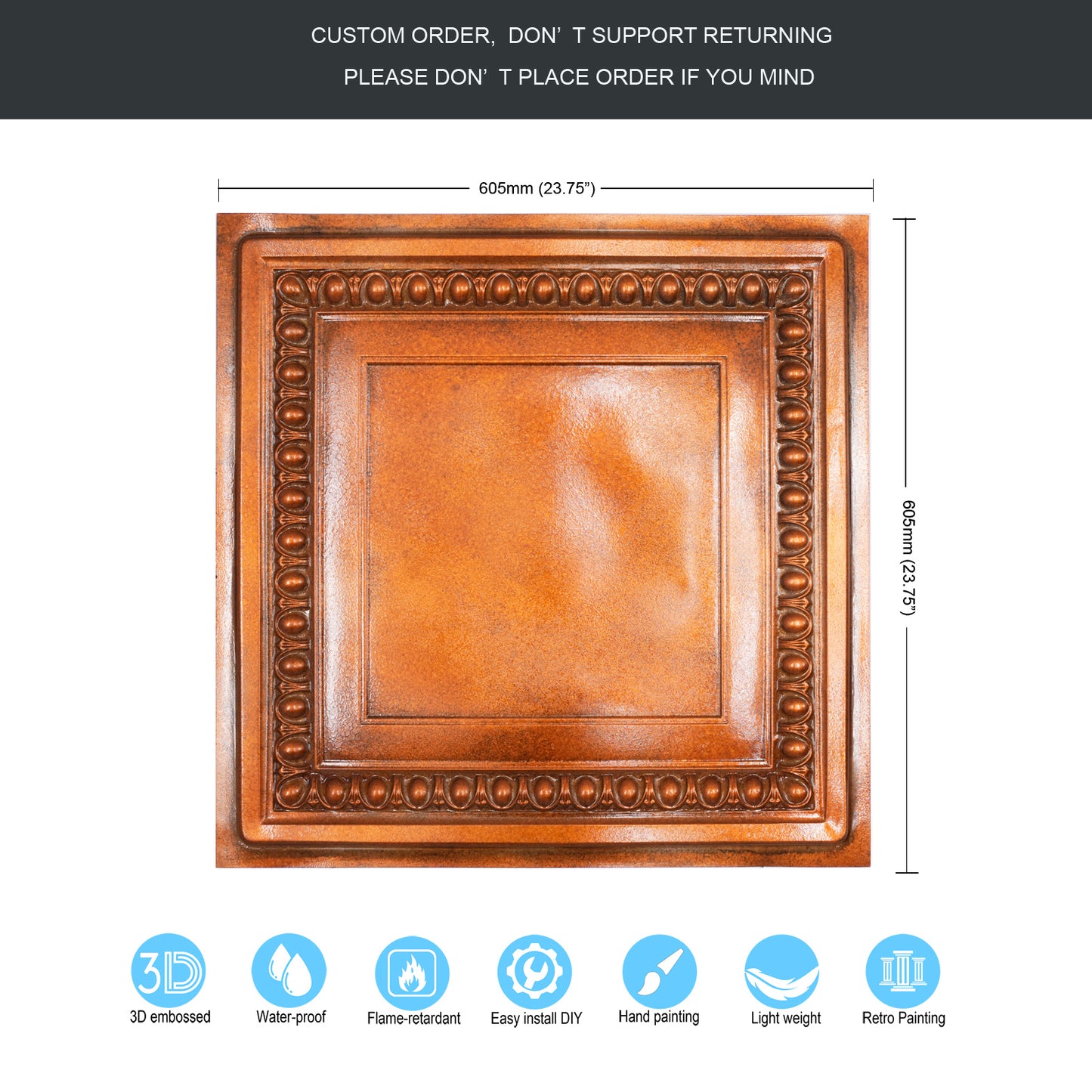 10Pcs Faux Tin Drop-In Tiles for Premium Restaurants, Meeting Rooms and Hotel Lobbies PL06