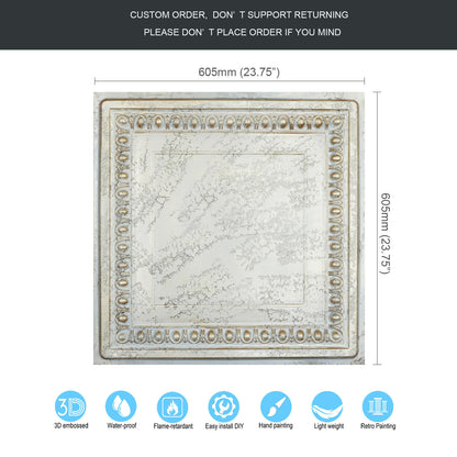 10Pcs Decorative Ceiling Tiles for Luxury Hotels, Villas, Salons and High-End Interiors PL06