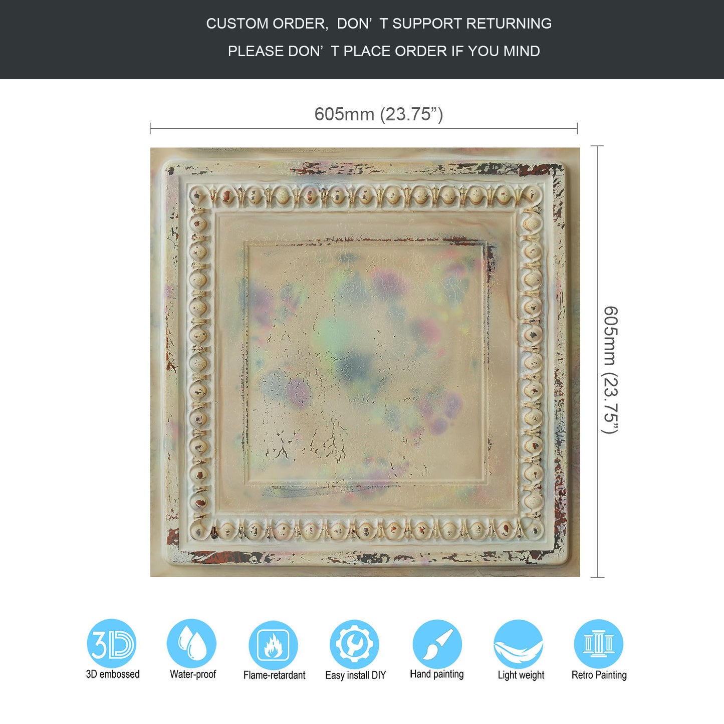 10Pcs Decorative Ceiling Tiles for Luxury Hotels, Villas, Salons and High-End Interiors PL06