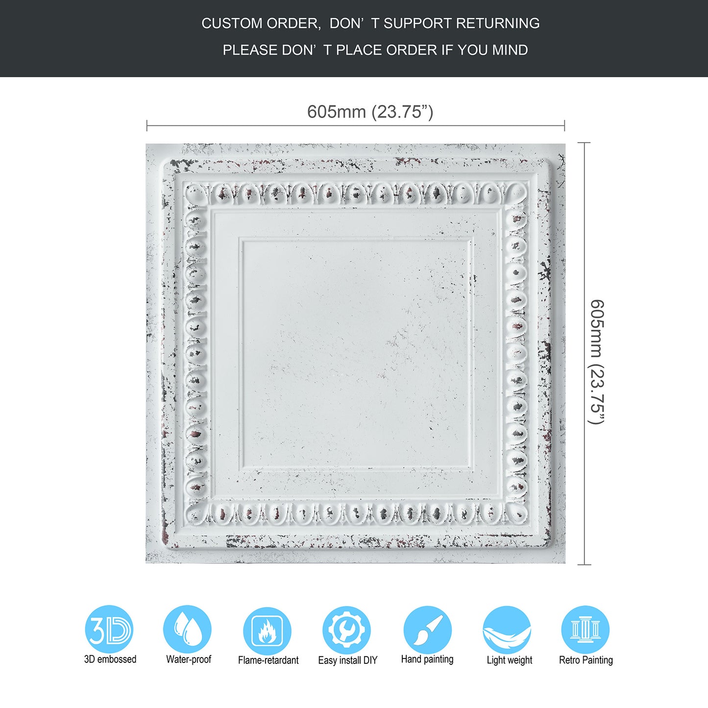 10Pcs Decorative Ceiling Tiles for Luxury Hotels, Villas, Salons and High-End Interiors PL06