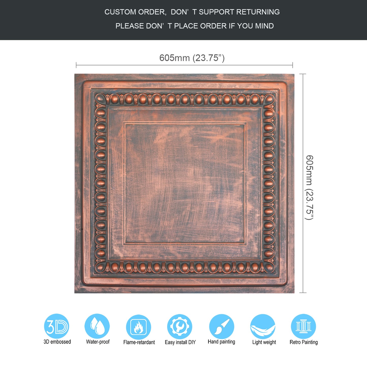 10Pcs Faux Tin Drop-In Tiles for Premium Restaurants, Meeting Rooms and Hotel Lobbies PL06