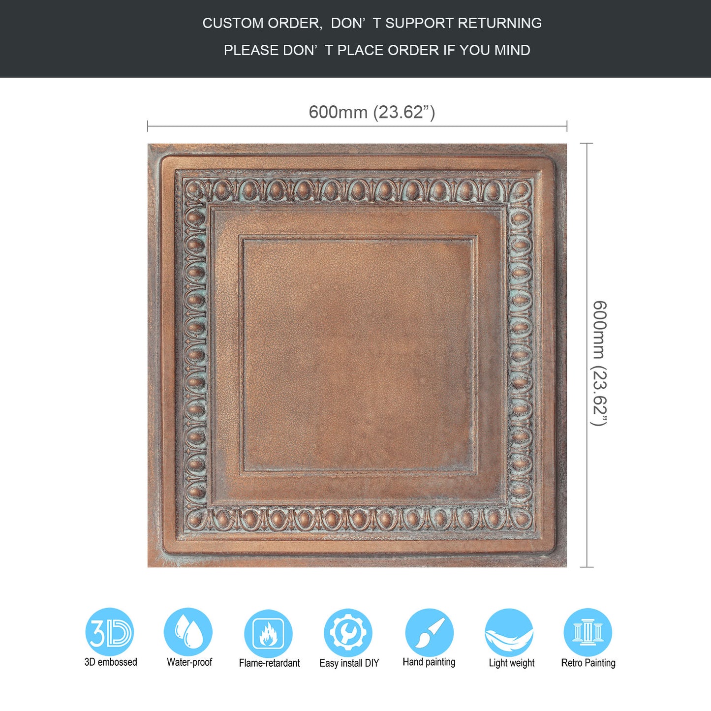 10Pcs Faux Tin Drop-In Tiles for Premium Restaurants, Meeting Rooms and Hotel Lobbies PL06