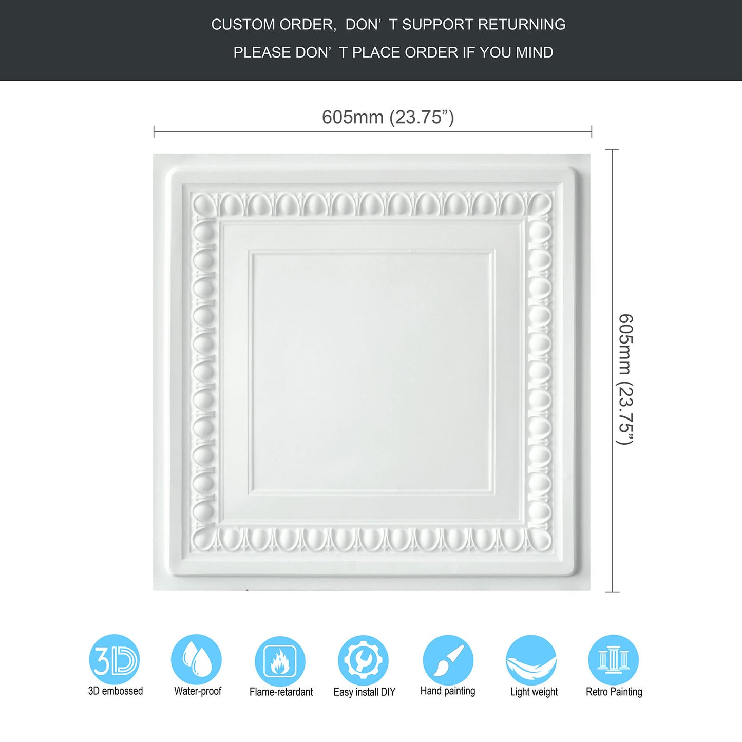 10Pcs Decorative Ceiling Tiles for Luxury Hotels, Villas, Salons and High-End Interiors PL06