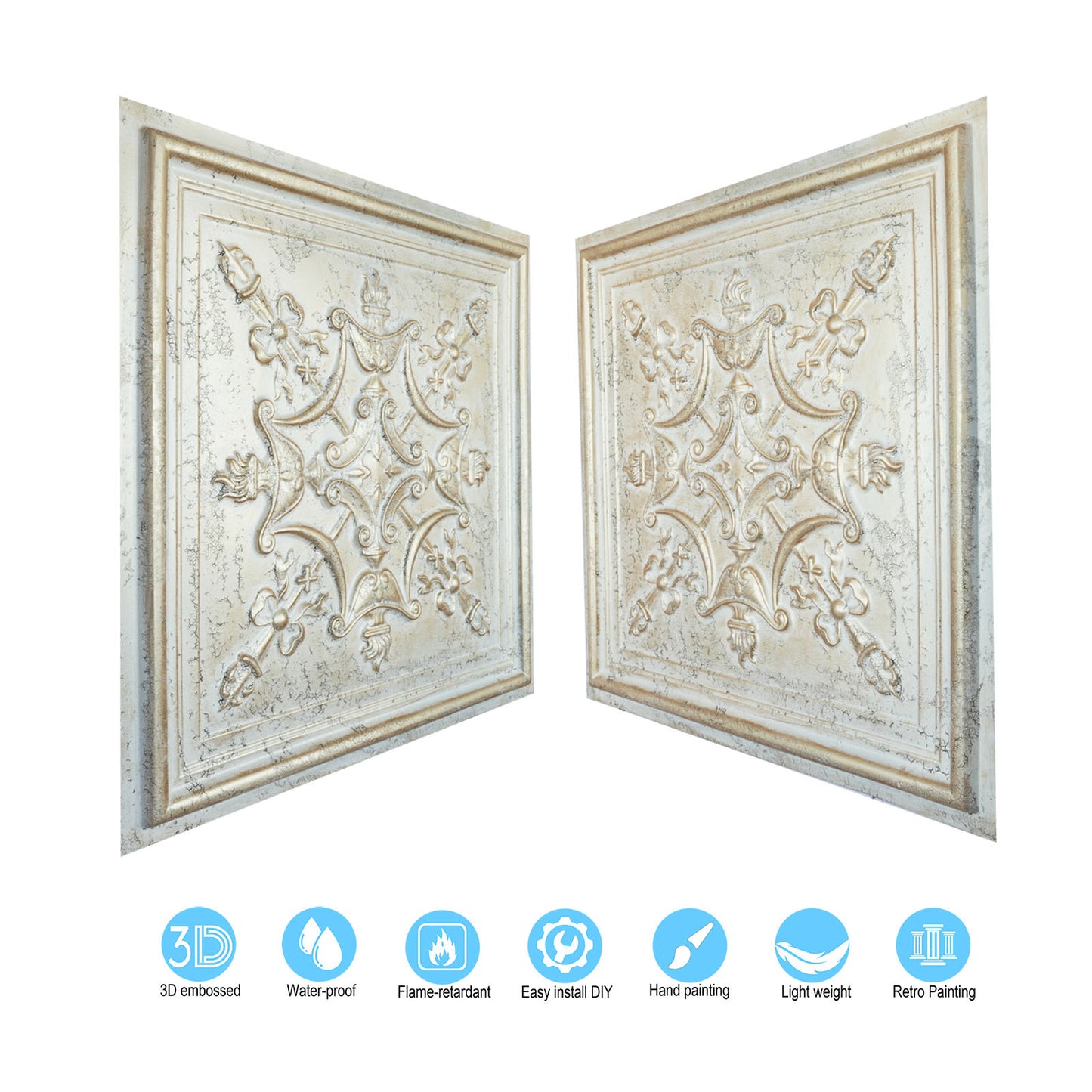 10PCS Artistic Ceiling Tiles for Libraries, Museums, Craft Studios and Cultural Interiors PL07