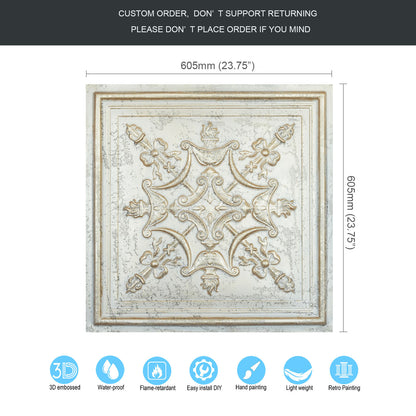 10PCS Artistic Ceiling Tiles for Libraries, Museums, Craft Studios and Cultural Interiors PL07