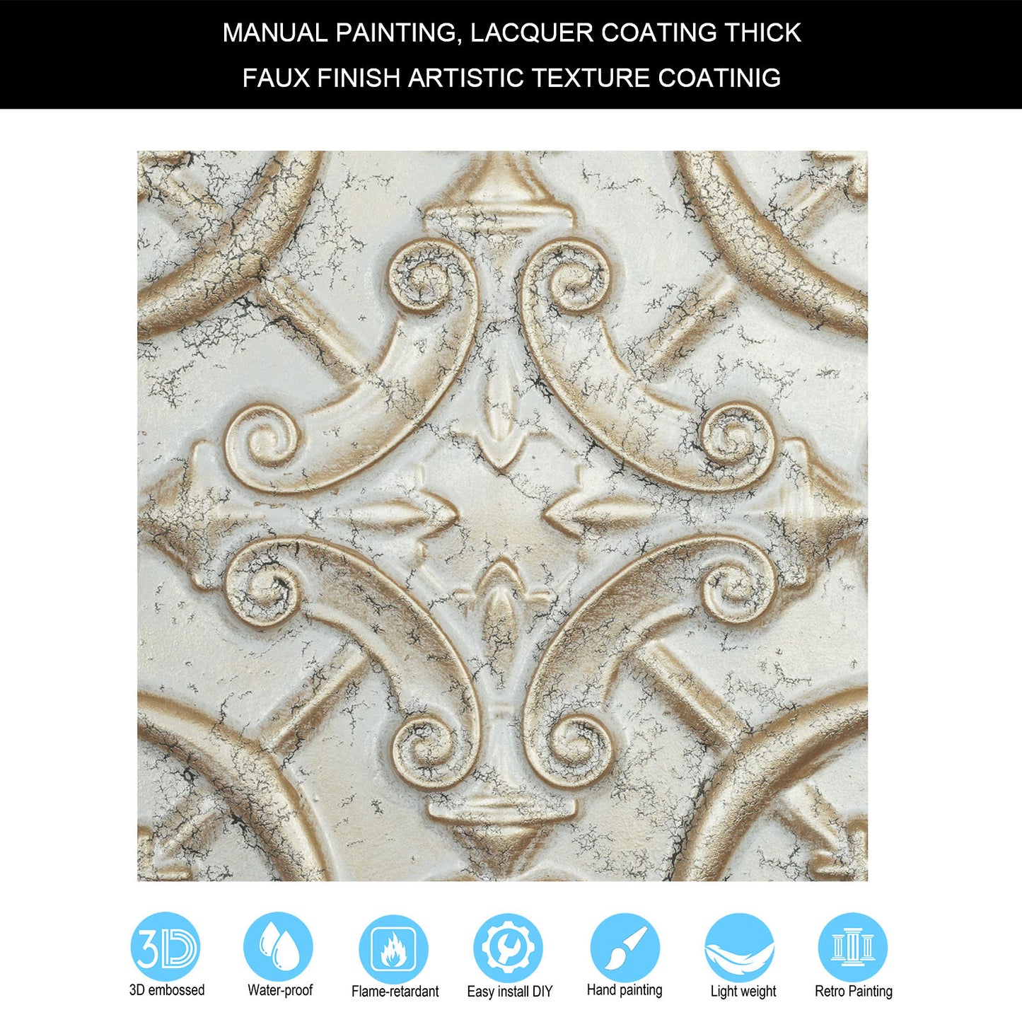 10PCS Artistic Ceiling Tiles for Libraries, Museums, Craft Studios and Cultural Interiors PL07