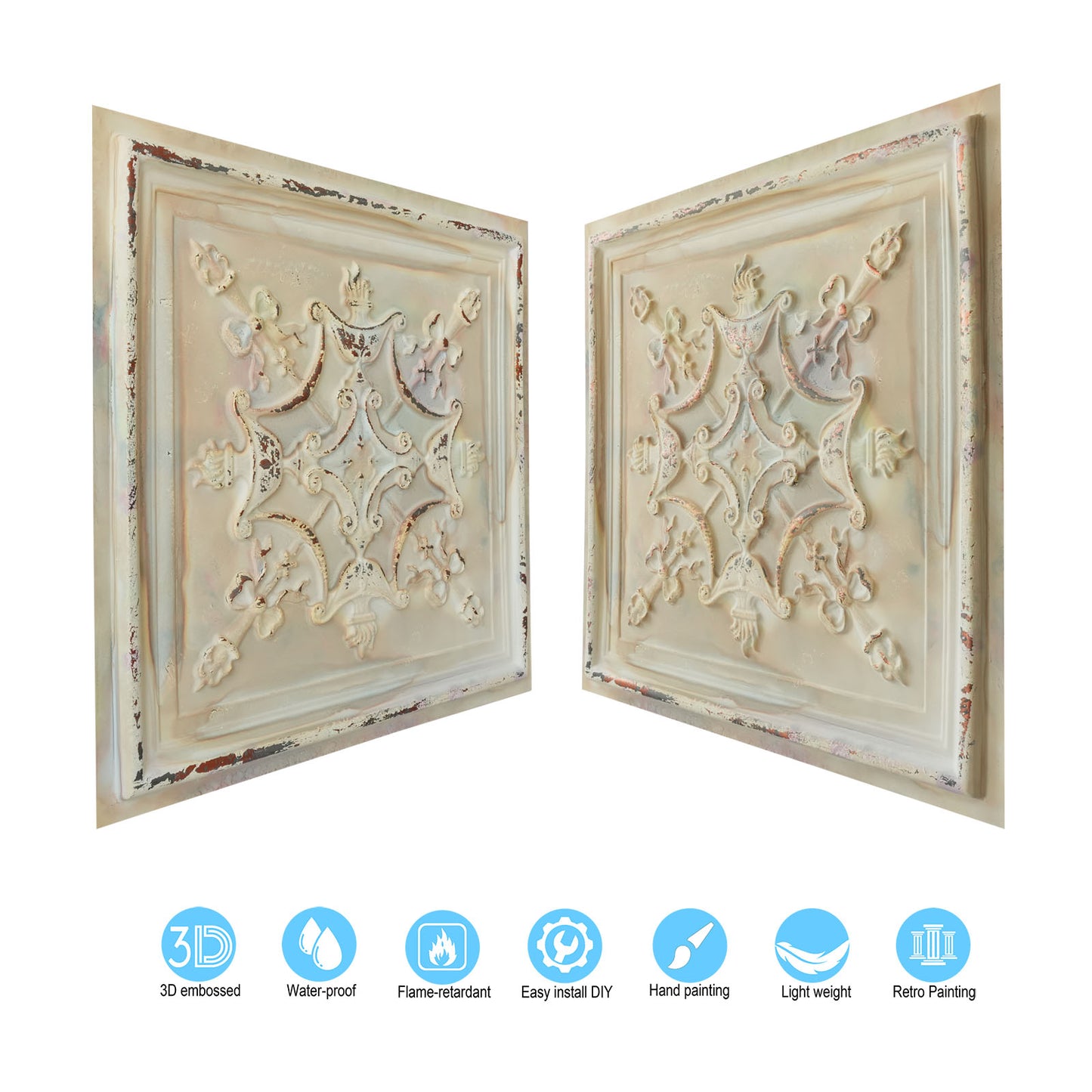 10PCS Artistic Ceiling Tiles for Libraries, Museums, Craft Studios and Cultural Interiors PL07
