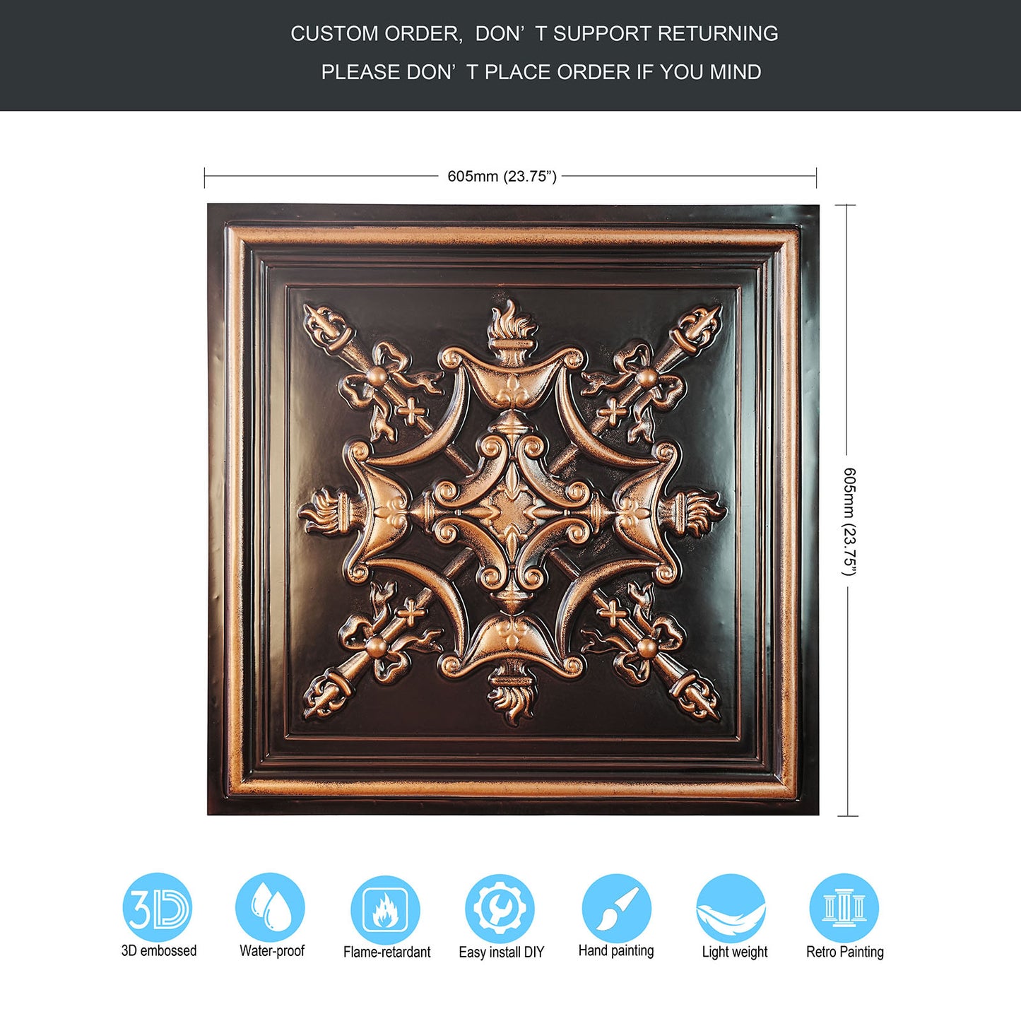 10PCS Faux Tin Ceiling Tiles for Modern Cafés, Dessert Shops and Charming Boutiques PL07