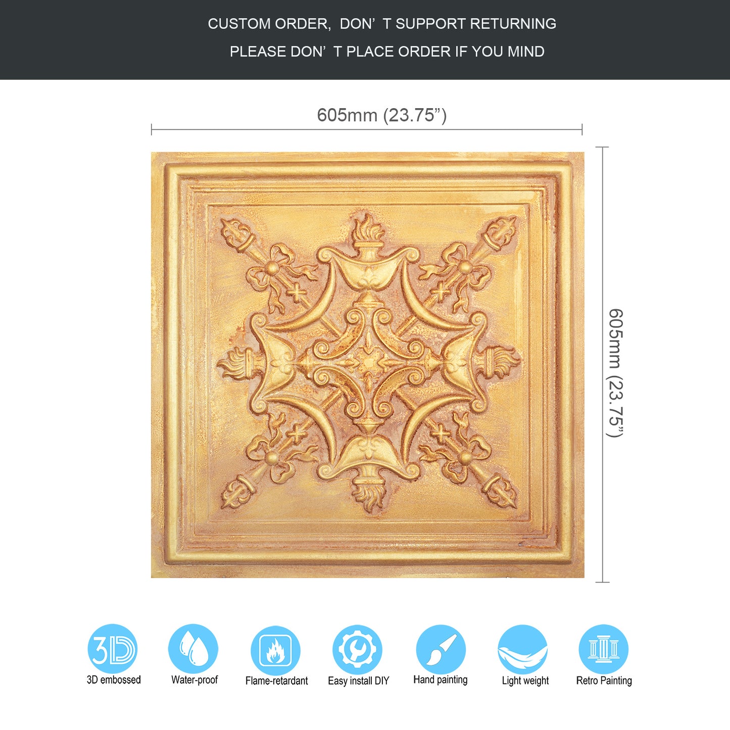 10Pcs Embossing Ceiling Tiles for Boutique Restaurants, Premium Lounges and Luxury Hotels PL07