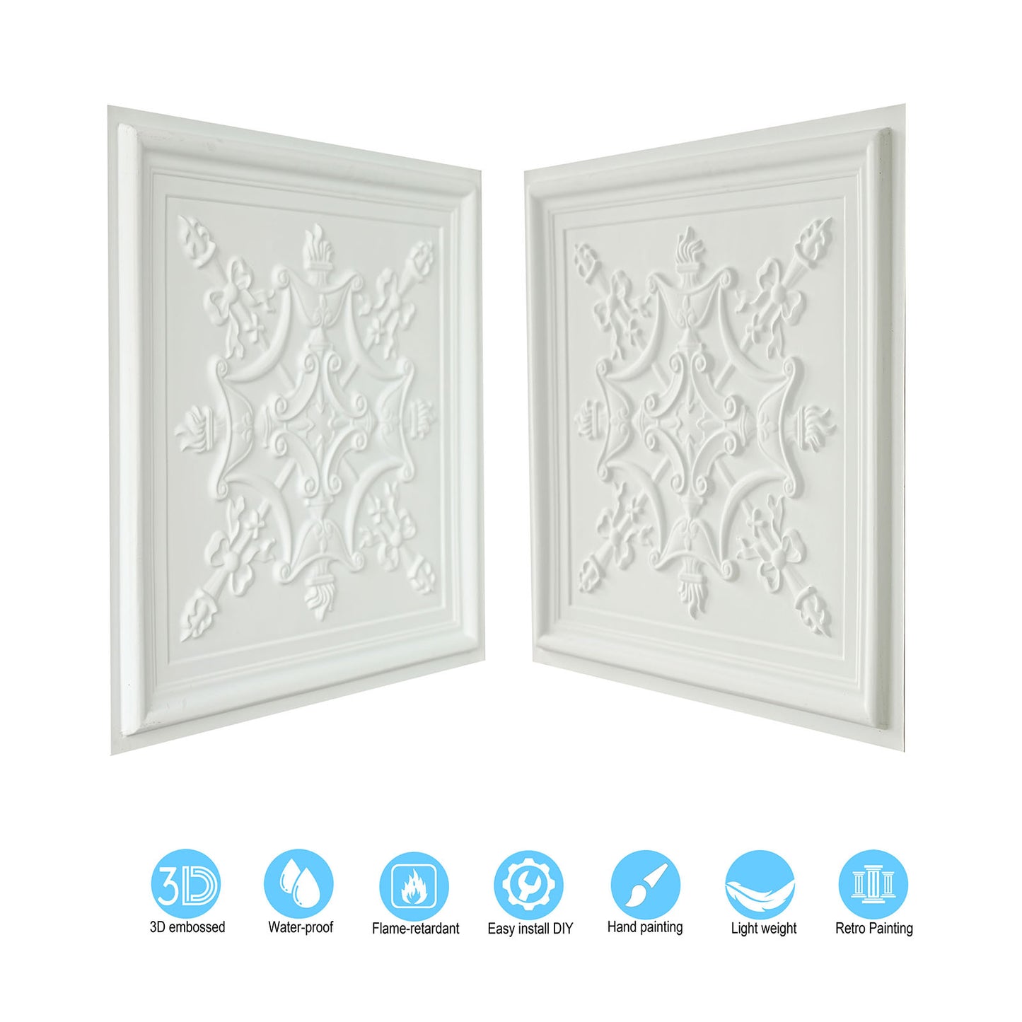 10PCS Artistic Ceiling Tiles for Libraries, Museums, Craft Studios and Cultural Interiors PL07