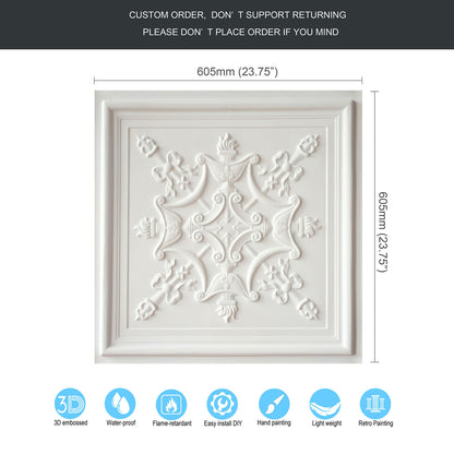 10PCS Artistic Ceiling Tiles for Libraries, Museums, Craft Studios and Cultural Interiors PL07