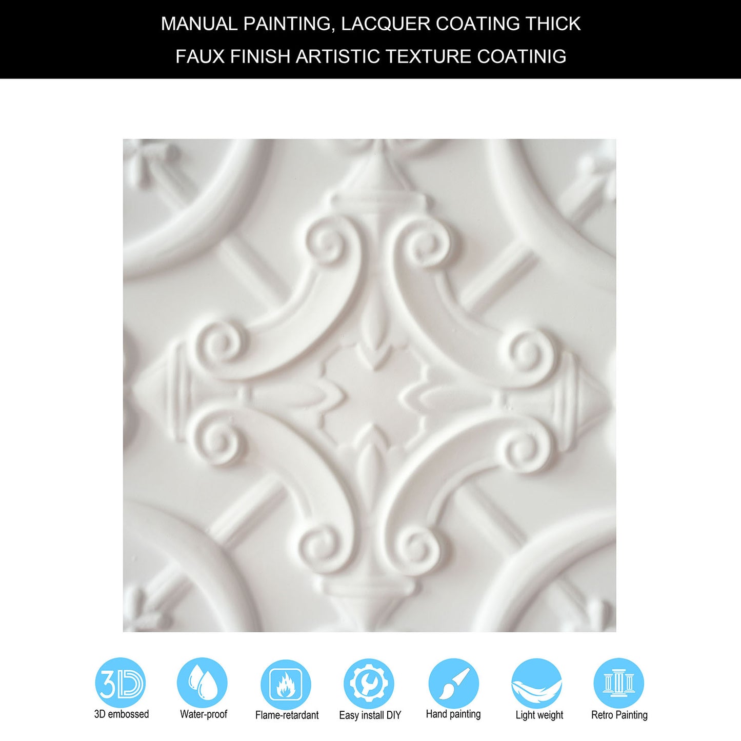 10PCS Artistic Ceiling Tiles for Libraries, Museums, Craft Studios and Cultural Interiors PL07