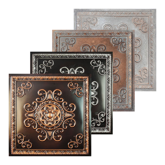 10Pcs Chic PVC Ceiling Tiles 24x24 – Upgrade Inns with Decorative Design, Fire-Retardant and Moisture-Proof, Ensure Guest Comfort PL08
