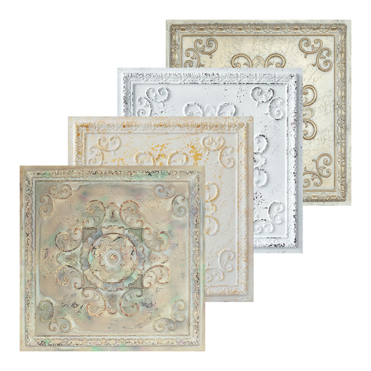 10Pcs Class A Fire Rated PVC Tile 24x24in, Safe for Schools, Hospitals, and Commercial Use PL08