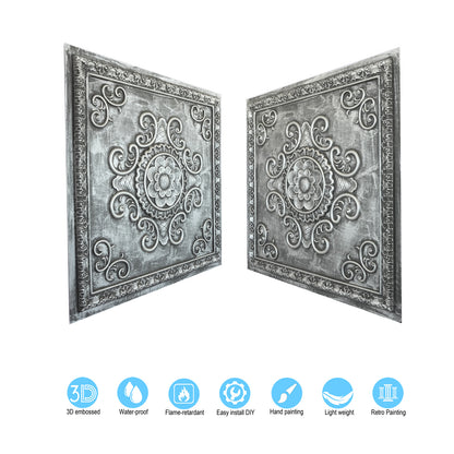 10Pcs Faux Metal Ceiling Tiles for Bars, Cafés, Lounges and Contemporary Interiors PL08