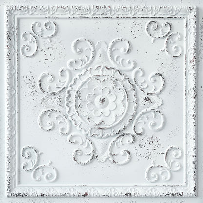 10Pcs Distressed Faux Tin Ceiling Tiles for Industrial Cafés, Craft Workshops and Retro Interiors PL08