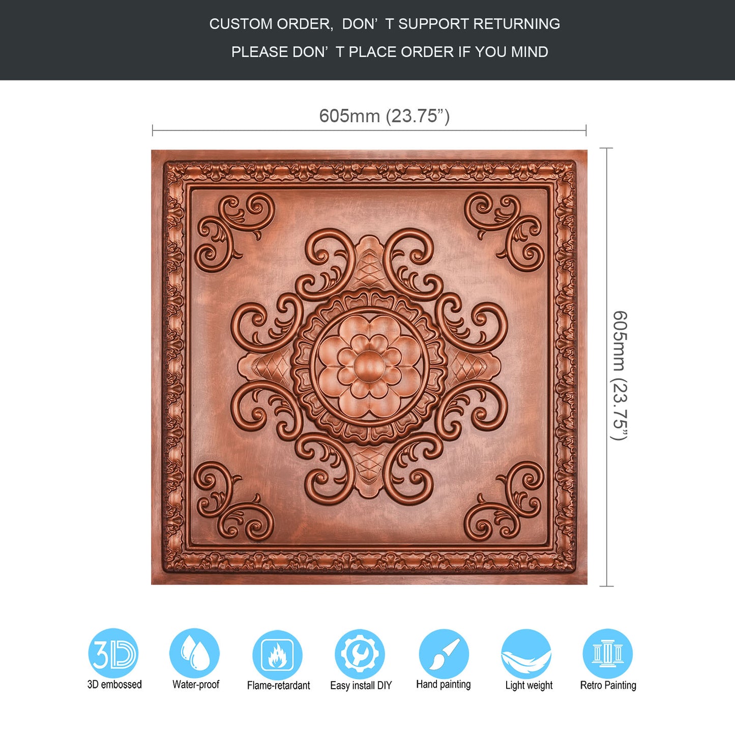 10Pcs Faux Tin Ceiling Tiles for Bars, Wine Rooms, Lounges and Modern Hospitality Spaces PL08