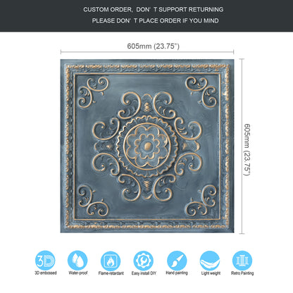 10Pcs Faux Metal Ceiling Tiles for Bars, Cafés, Lounges and Contemporary Interiors PL08