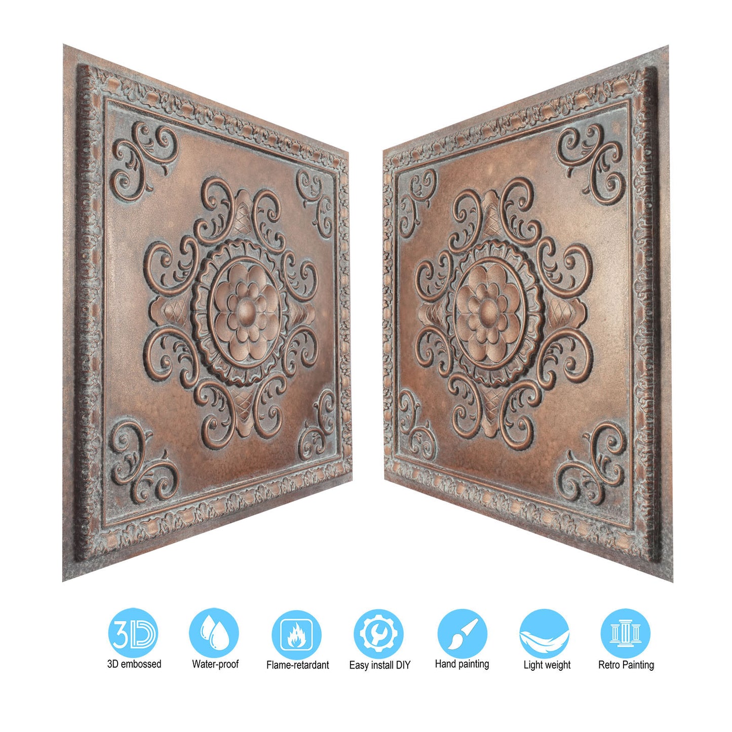 10Pcs PVC Ceiling Tiles for Salons, Spas, Massage Rooms and Comfortable Interiors PL08