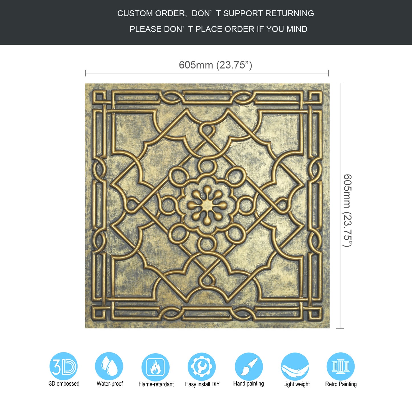 10Pcs 3D Faux Metal Ceiling Tiles for Stylish Bars, Clubs and Trendy Restaurants PL09