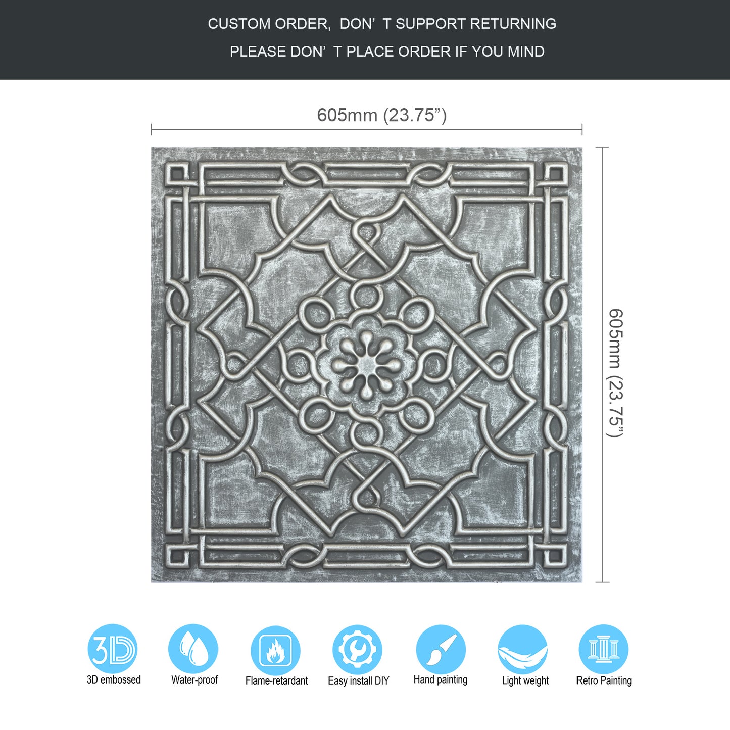 10Pcs 3D Faux Metal Ceiling Tiles for Stylish Bars, Clubs and Trendy Restaurants PL09