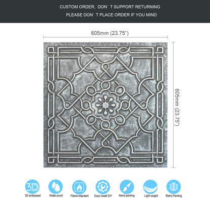 10Pcs 3D Faux Metal Ceiling Tiles for Stylish Bars, Clubs and Trendy Restaurants PL09