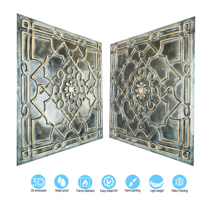 10Pcs 3D Faux Metal Ceiling Tiles for Stylish Bars, Clubs and Trendy Restaurants PL09