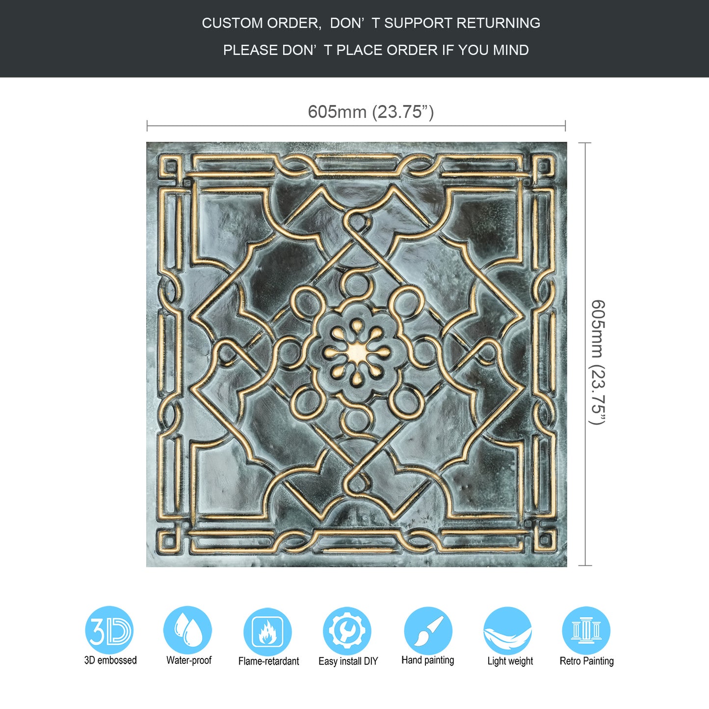 10Pcs 3D Faux Metal Ceiling Tiles for Stylish Bars, Clubs and Trendy Restaurants PL09