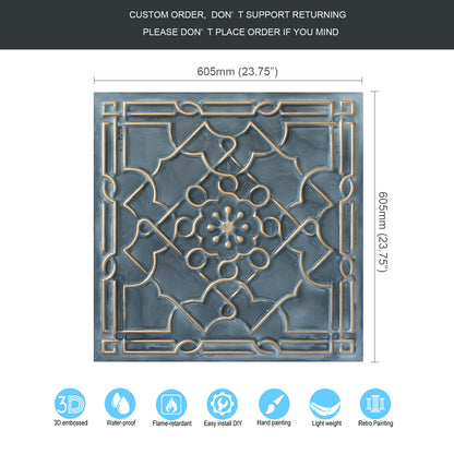 10Pcs 3D Faux Metal Ceiling Tiles for Stylish Bars, Clubs and Trendy Restaurants PL09