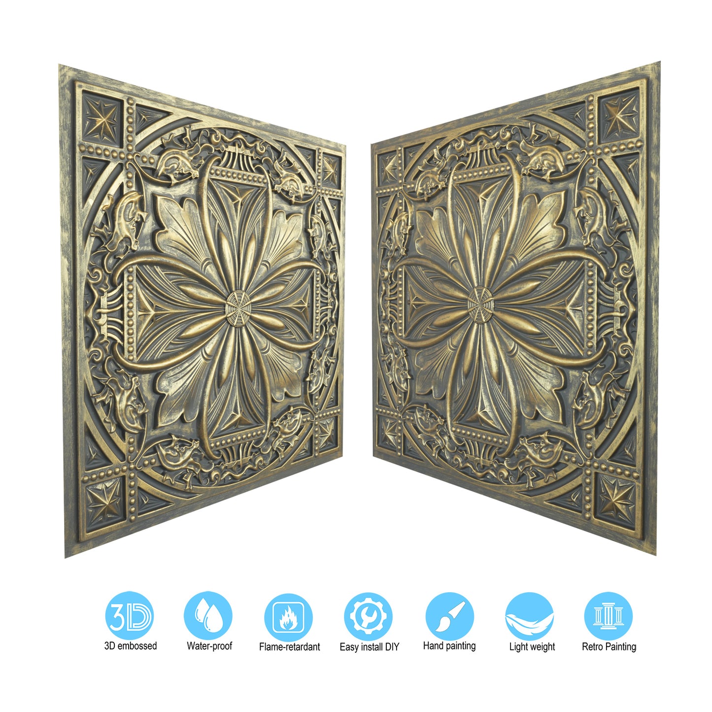 10Pcs Vintage Ceiling Tiles for Wine Cellars, Old-World Restaurants and Artistic Rooms PL10