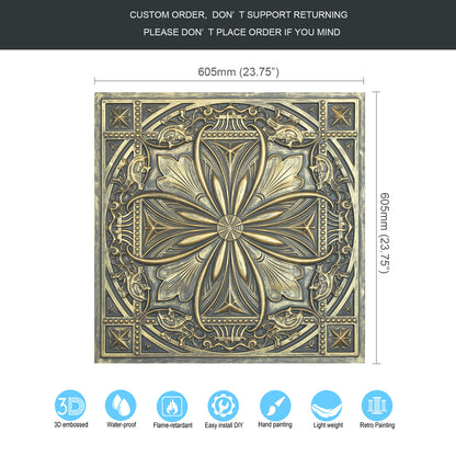 10Pcs Vintage Ceiling Tiles for Wine Cellars, Old-World Restaurants and Artistic Rooms PL10