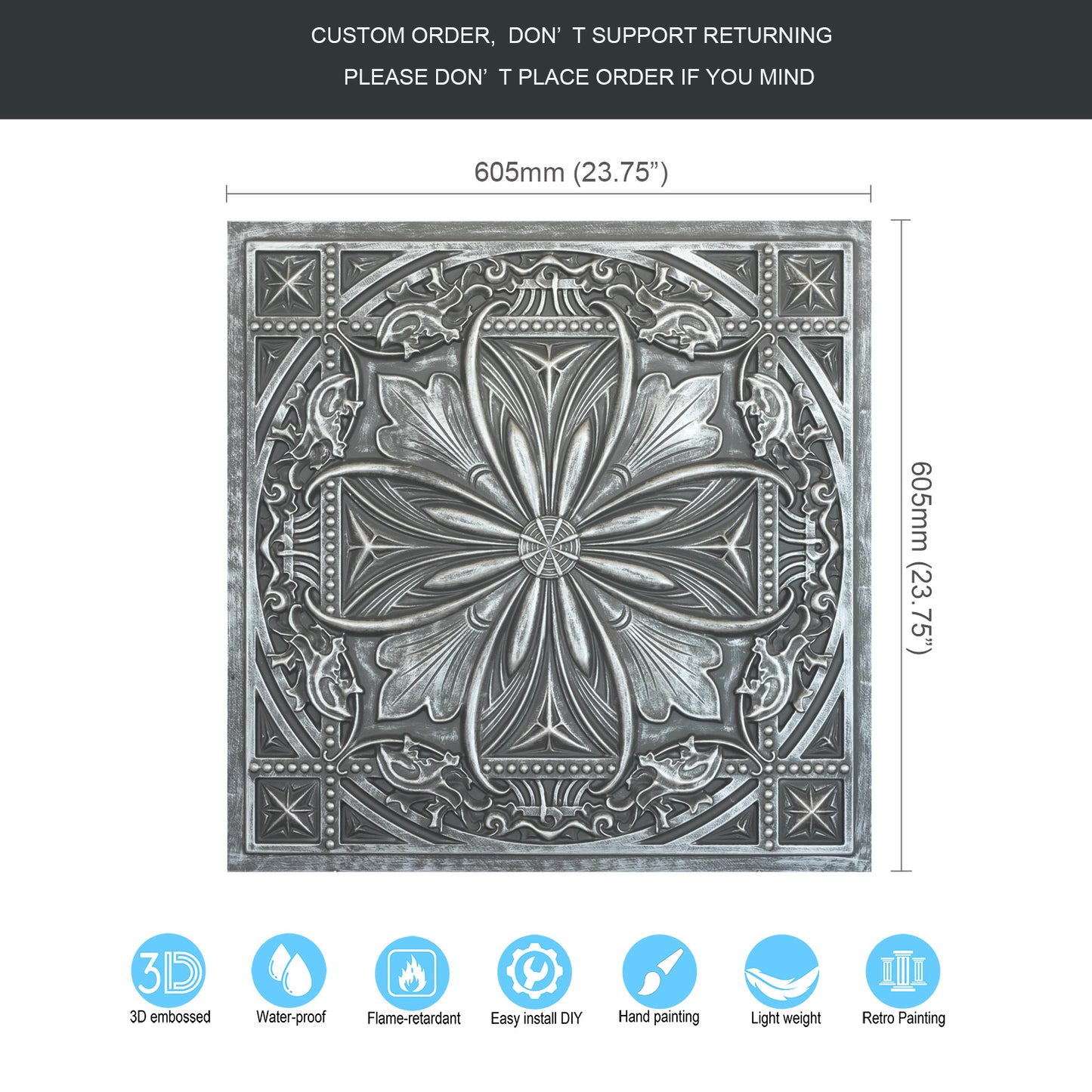 10Pcs Vintage Ceiling Tiles for Wine Cellars, Old-World Restaurants and Artistic Rooms PL10