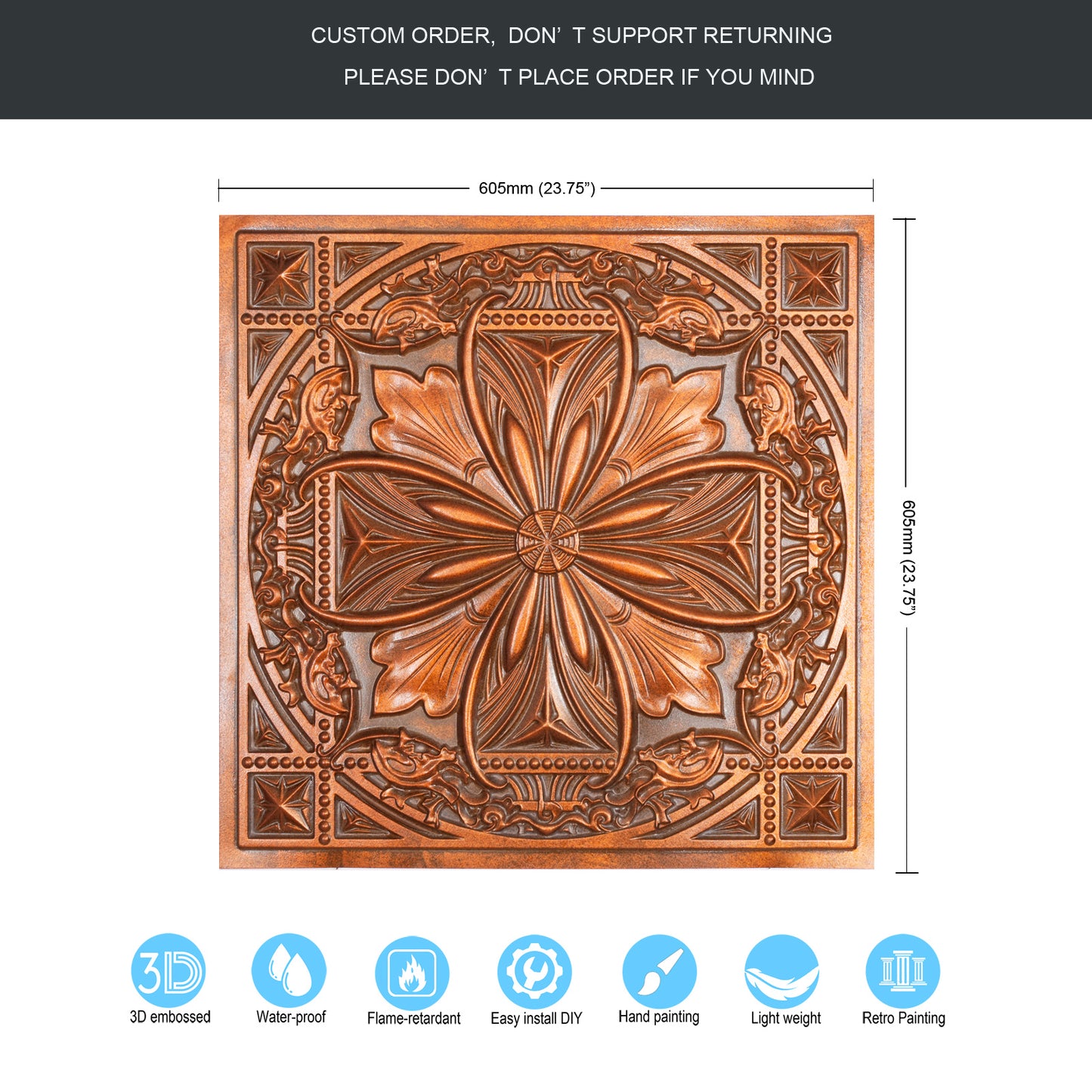 10Pcs 3D Faux Metal Ceiling Tiles for Stylish Bars, Clubs and Trendy Restaurants PL10