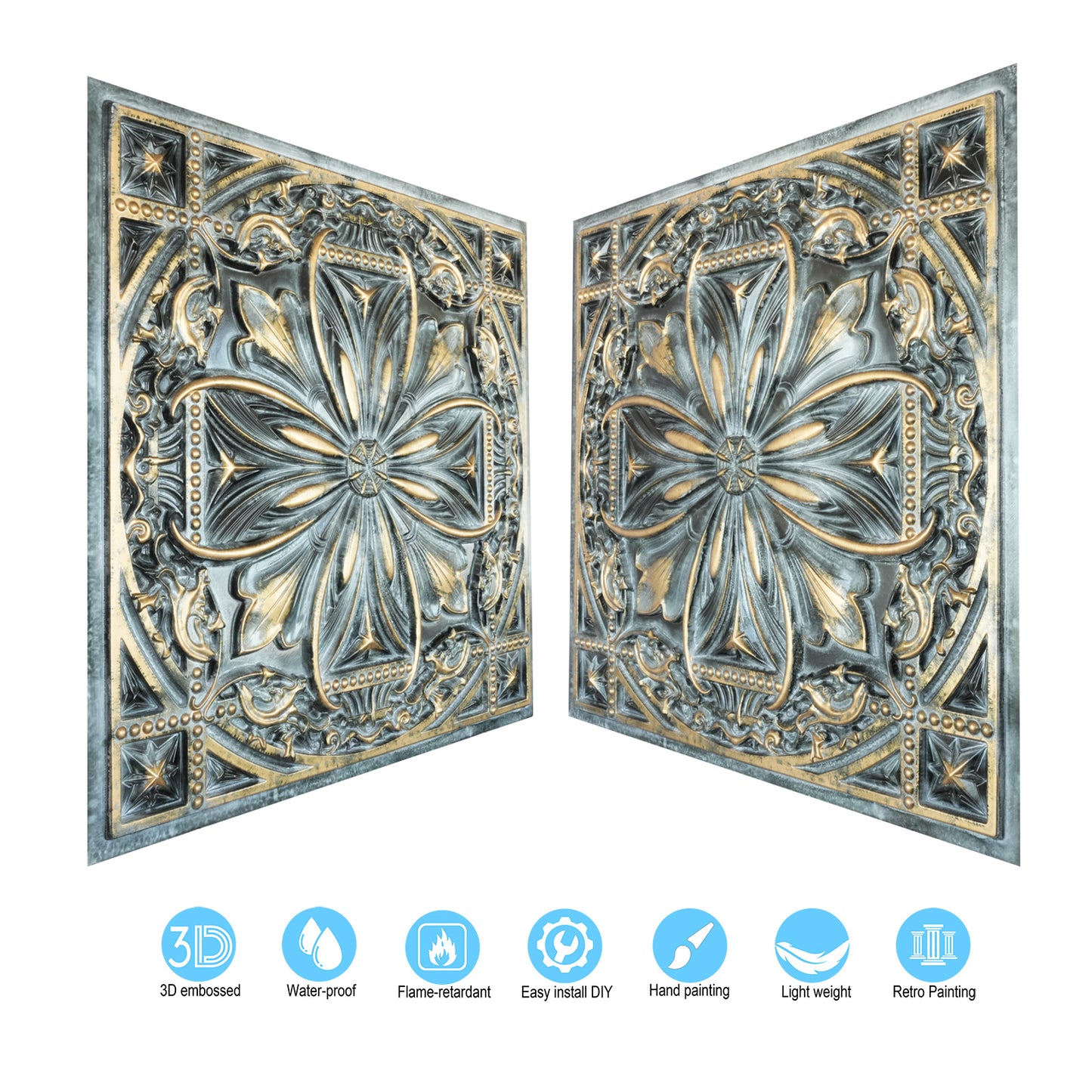 10Pcs Vintage Ceiling Tiles for Wine Cellars, Old-World Restaurants and Artistic Rooms PL10