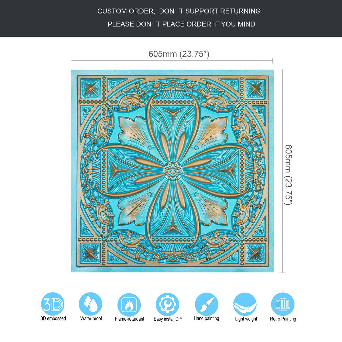 10Pcs  Vintage-Style Ceiling Tiles for Elegant Restaurants, Coffee Houses and Hospitality Spaces PL10