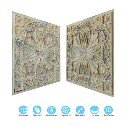 10Pcs DIY Faux Metal Ceiling Tile Panels for Café Bars, Studios and Artistic Interiors PL10