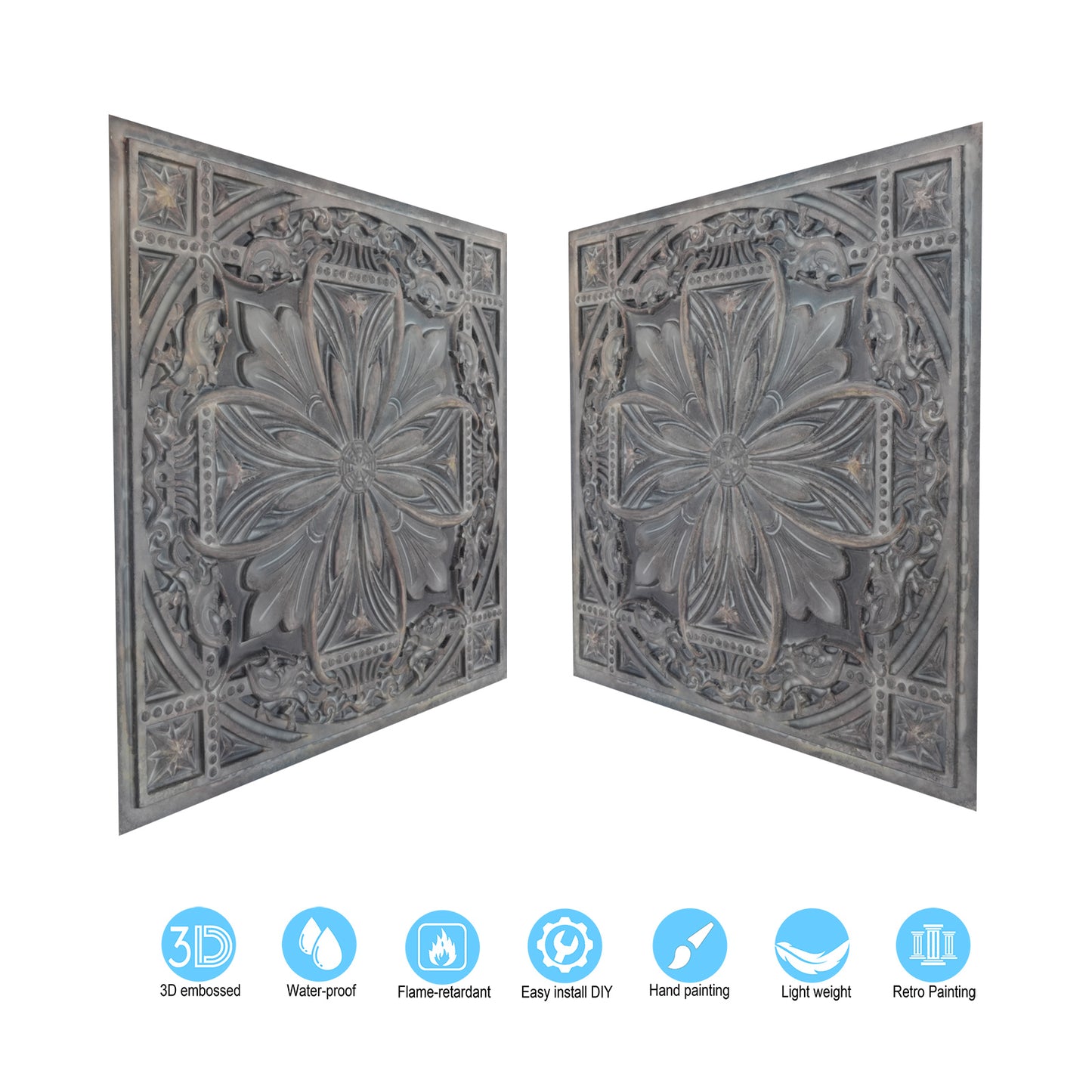 10Pcs  Vintage-Style Ceiling Tiles for Elegant Restaurants, Coffee Houses and Hospitality Spaces PL10