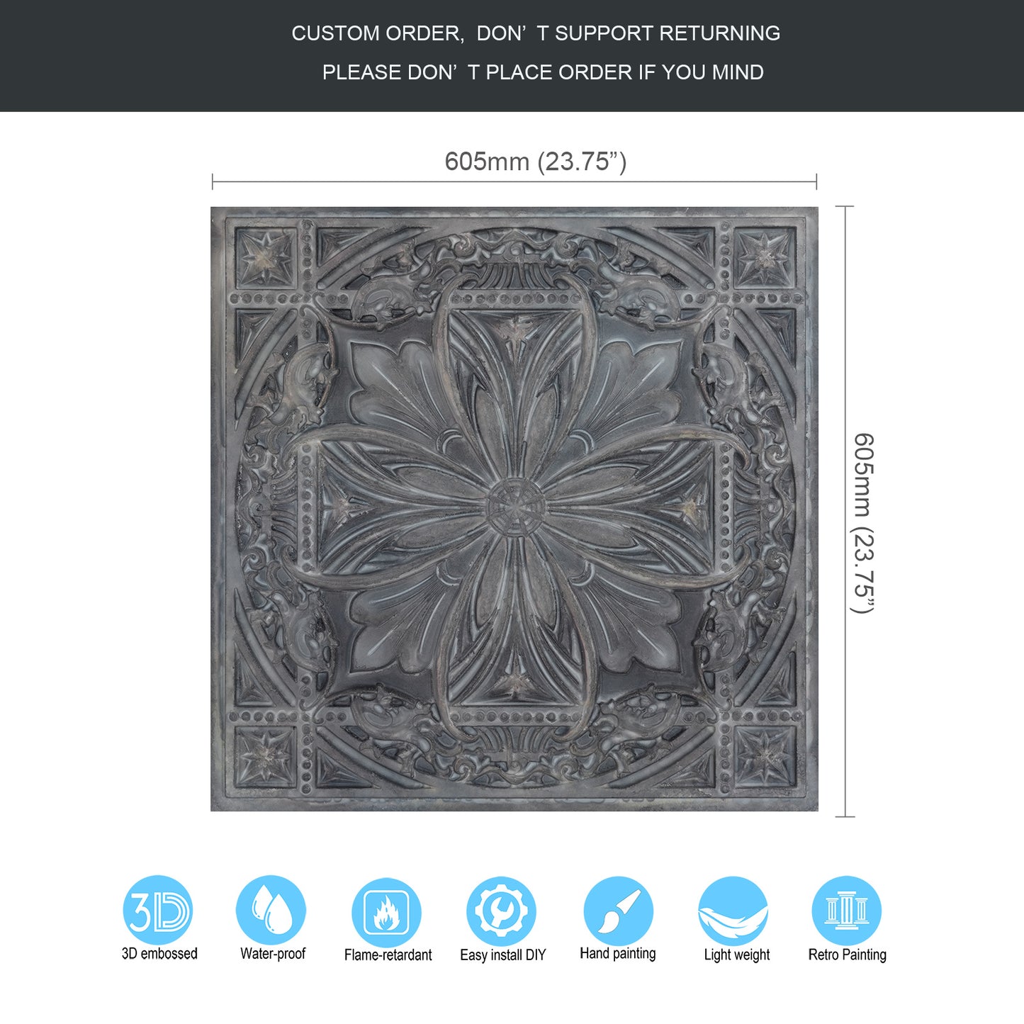 10Pcs  Vintage-Style Ceiling Tiles for Elegant Restaurants, Coffee Houses and Hospitality Spaces PL10