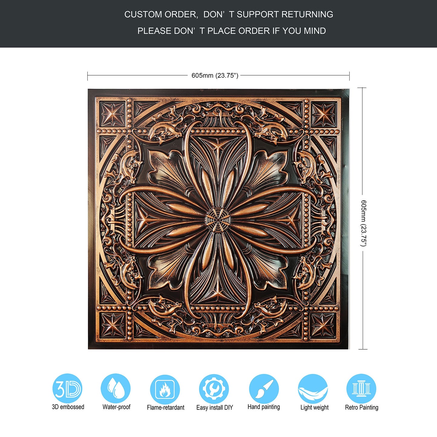 10Pcs  Vintage-Style Ceiling Tiles for Elegant Restaurants, Coffee Houses and Hospitality Spaces PL10