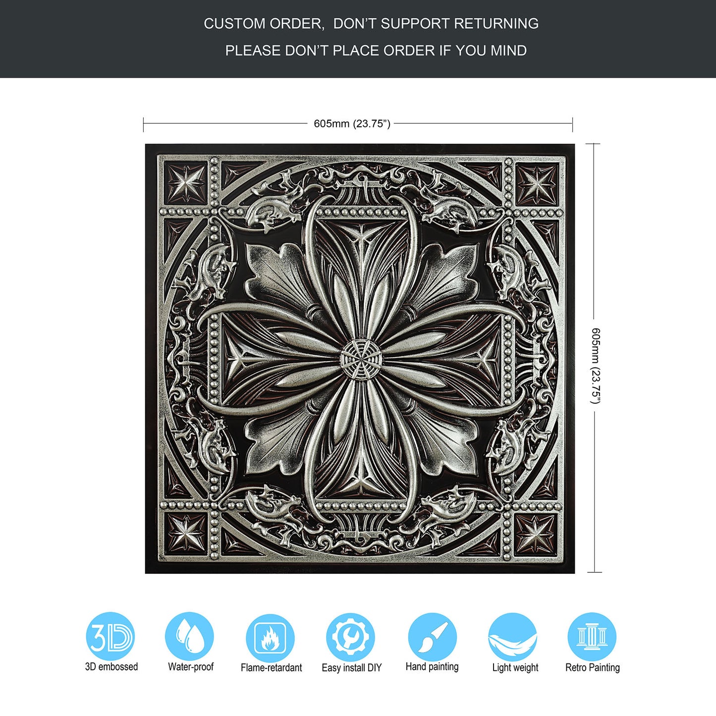 10Pcs  Vintage-Style Ceiling Tiles for Elegant Restaurants, Coffee Houses and Hospitality Spaces PL10