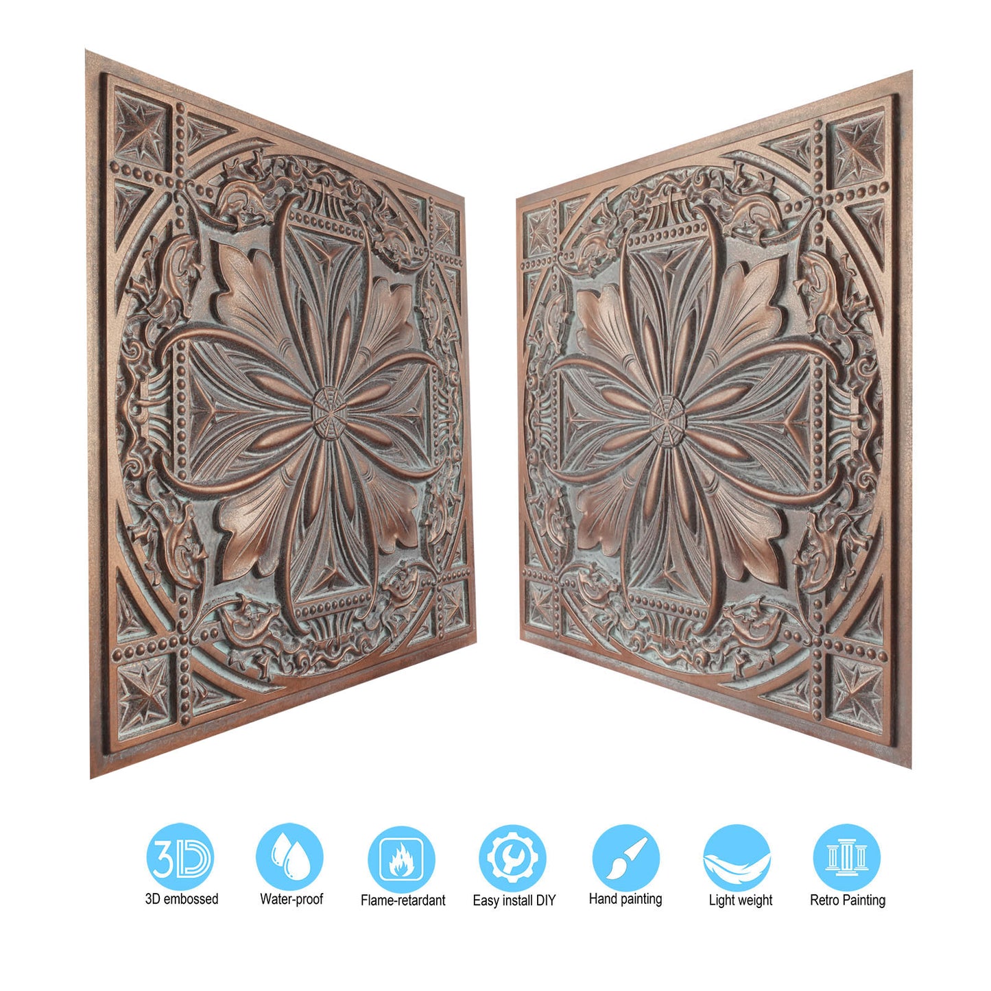 10Pcs 3D Faux Metal Ceiling Tiles for Stylish Bars, Clubs and Trendy Restaurants PL10