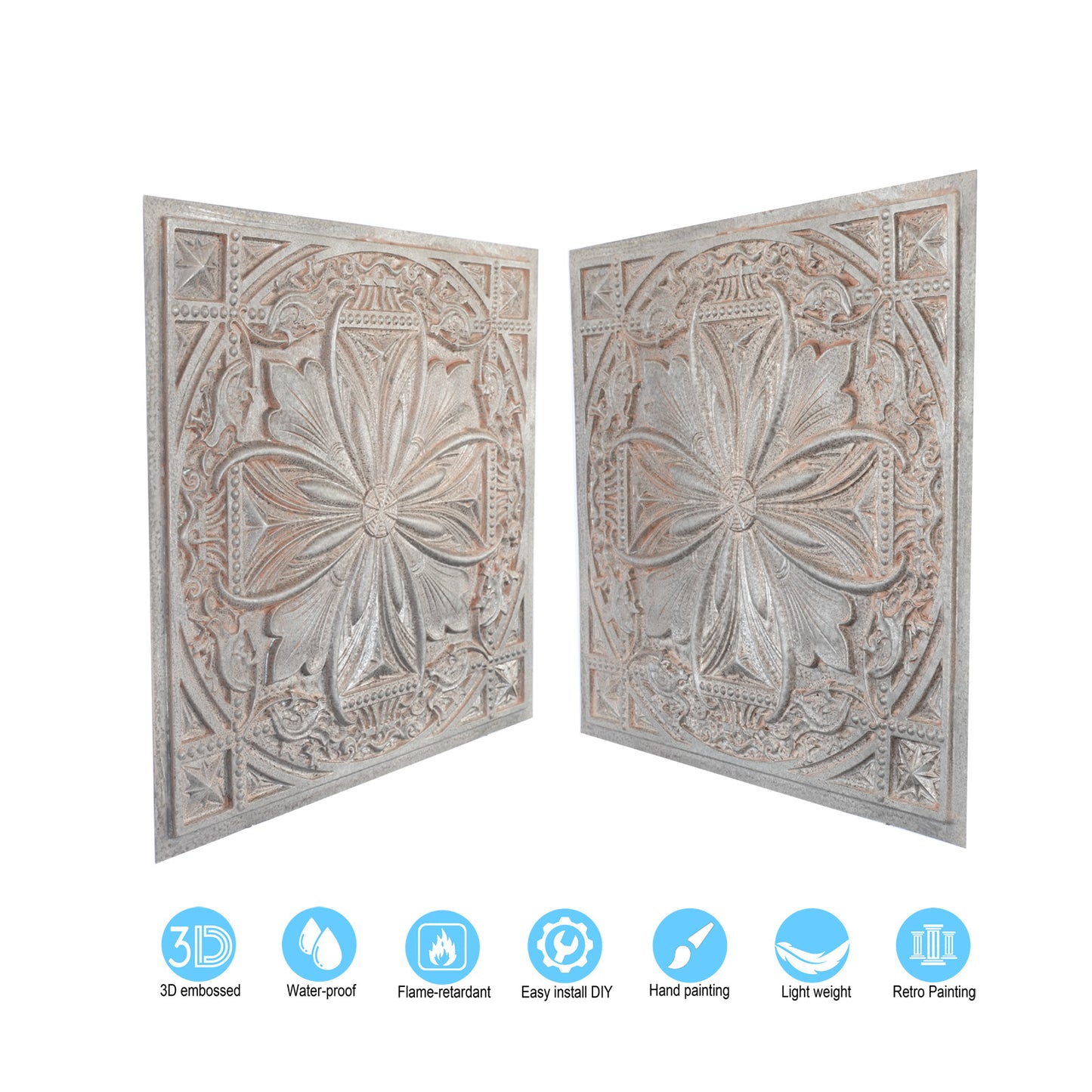 10Pcs 3D Faux Metal Ceiling Tiles for Stylish Bars, Clubs and Trendy Restaurants PL10