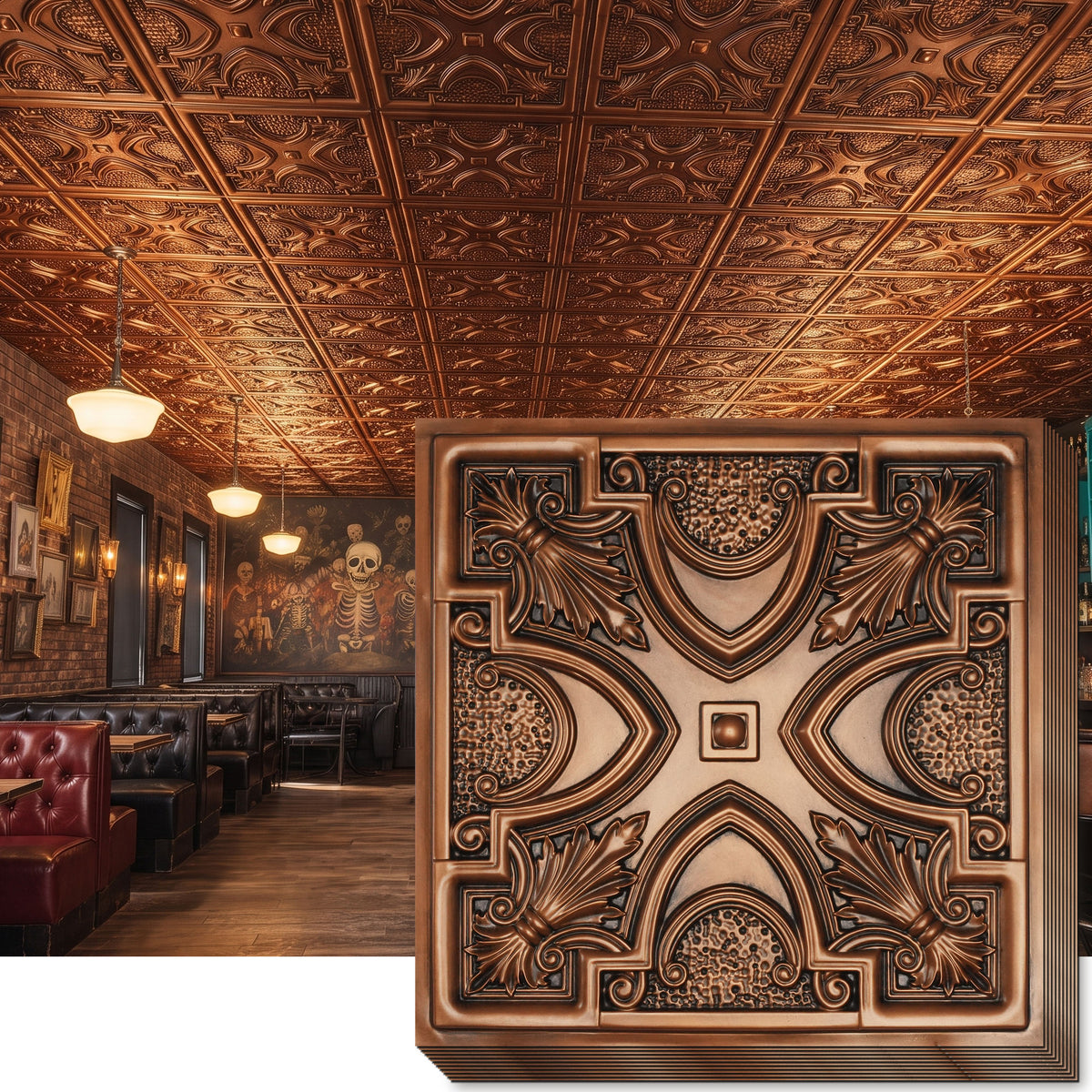 PAINTSDECOR PL11 Aged copper ceiling tiles