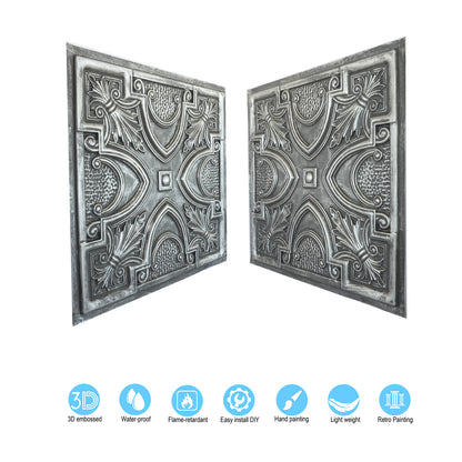 10tiles/lot Faux Tin Ceiling Tiles 3D Embossed Wall Panels for Restaurant PL11