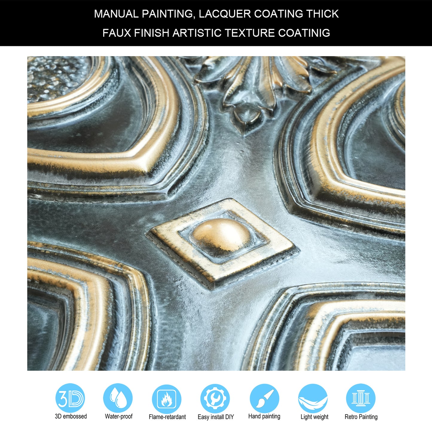 10tiles/lot Faux Tin Ceiling Tiles 3D Embossed Wall Panels for Restaurant PL11